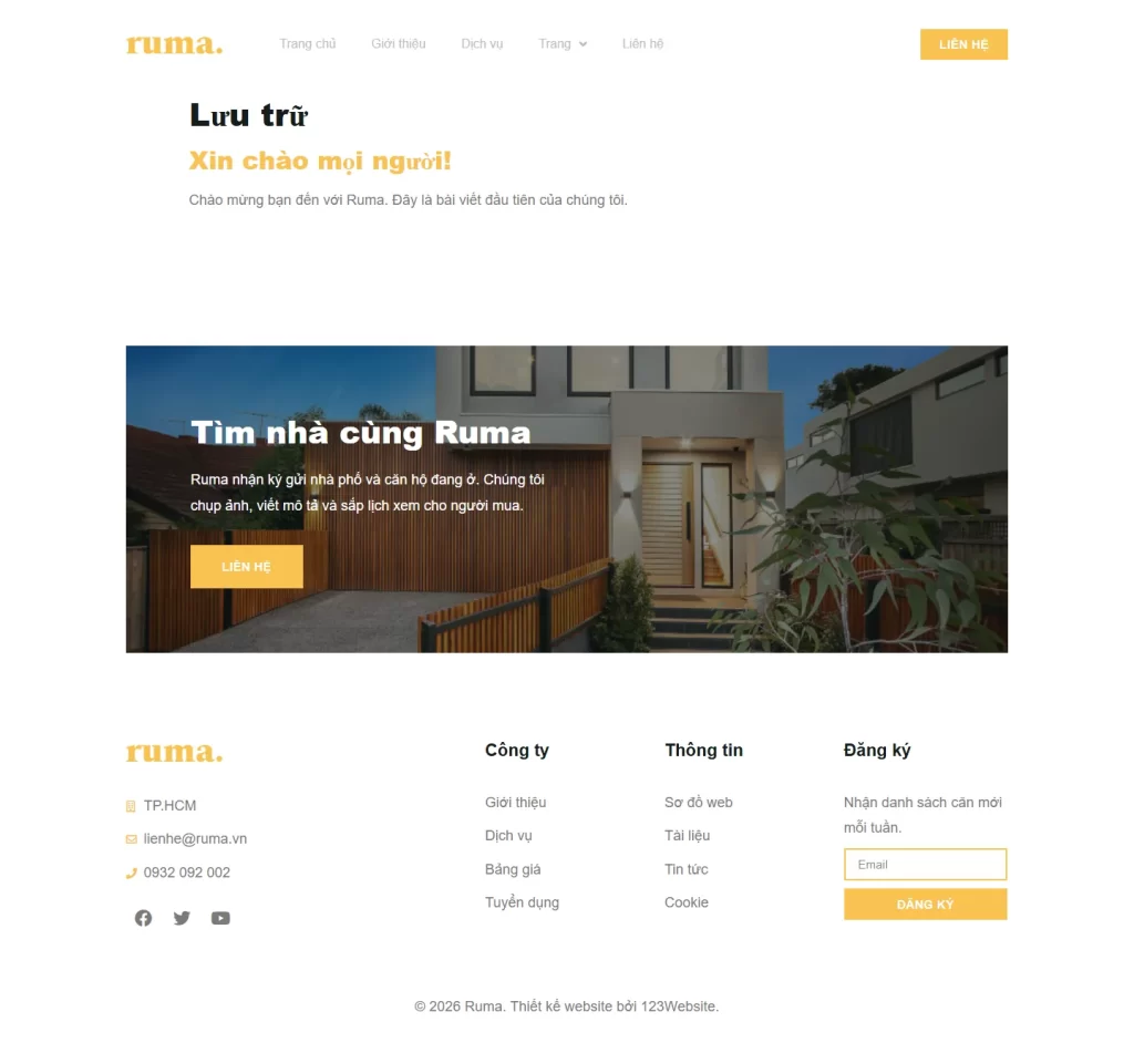 Mẫu website landing page bất động sản – Ruma