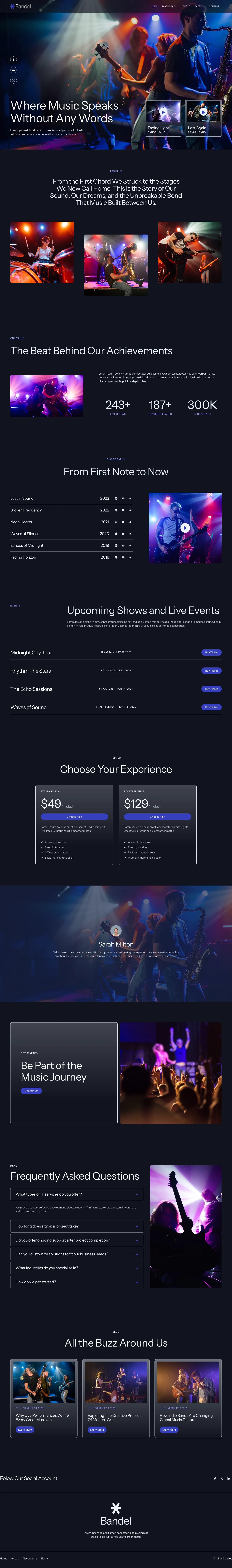 Mẫu website âm nhạc – Bandel