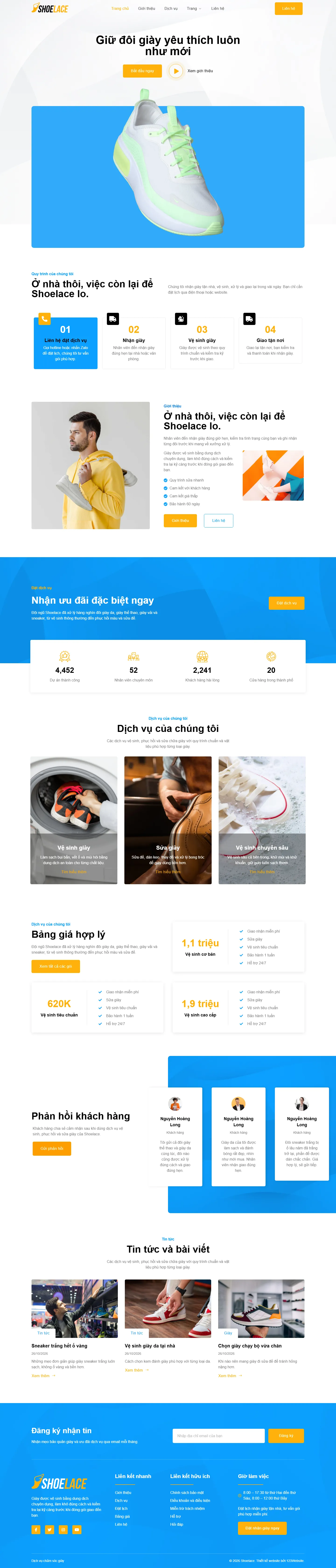 Mẫu website giặt ủi – Shoelace