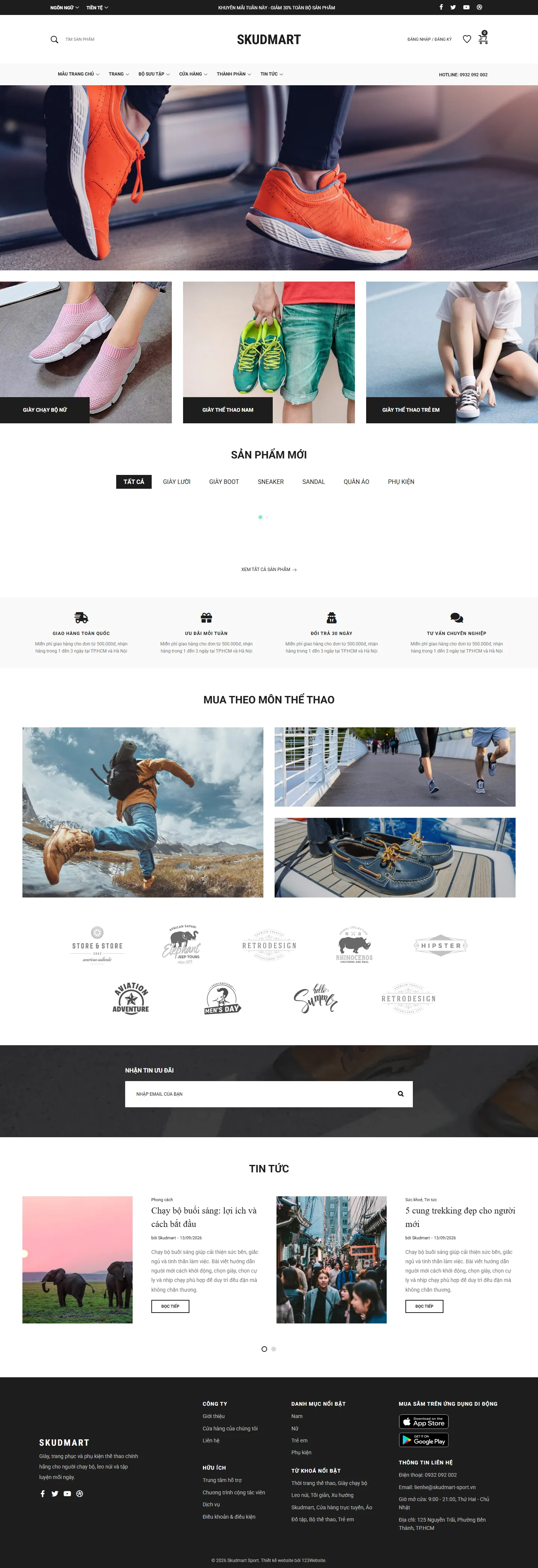 Mẫu website bán hàng phụ kiện thể thao – Skudmart Sport