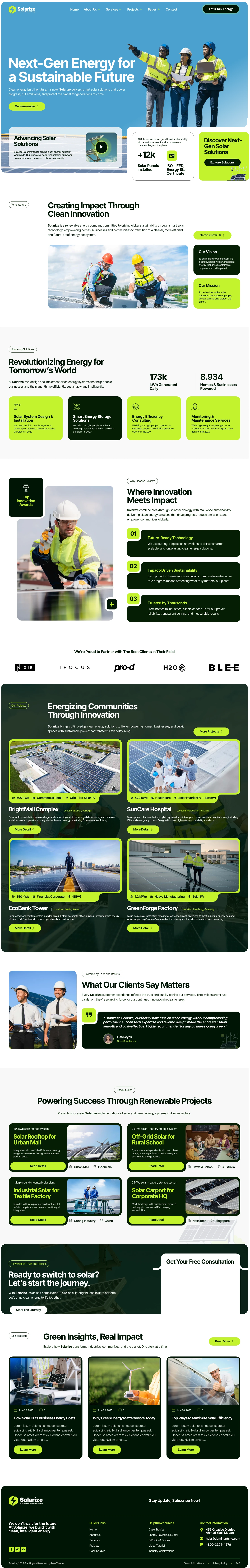 Mẫu website năng lượng mặt trời – Solarize
