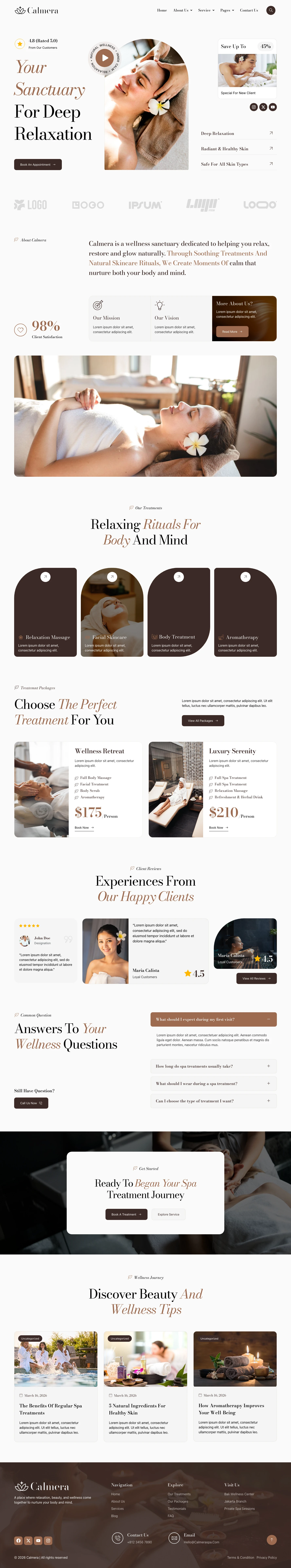 Mẫu website spa – thẩm mỹ – Calmera