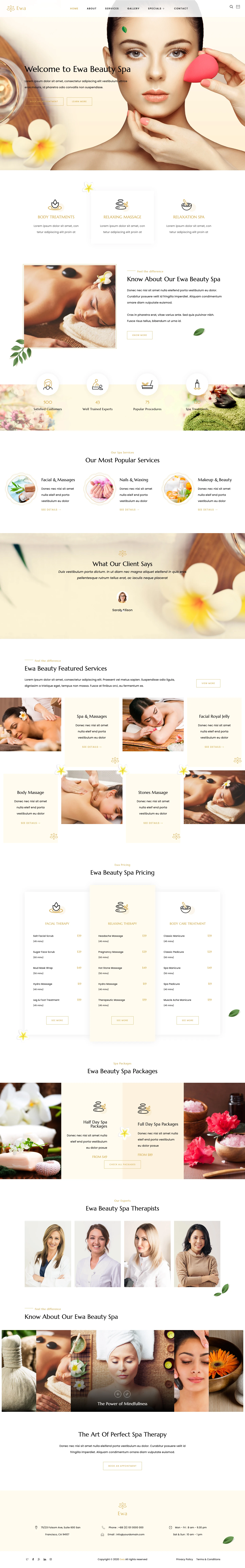 Mẫu website spa – thẩm mỹ – Ewa