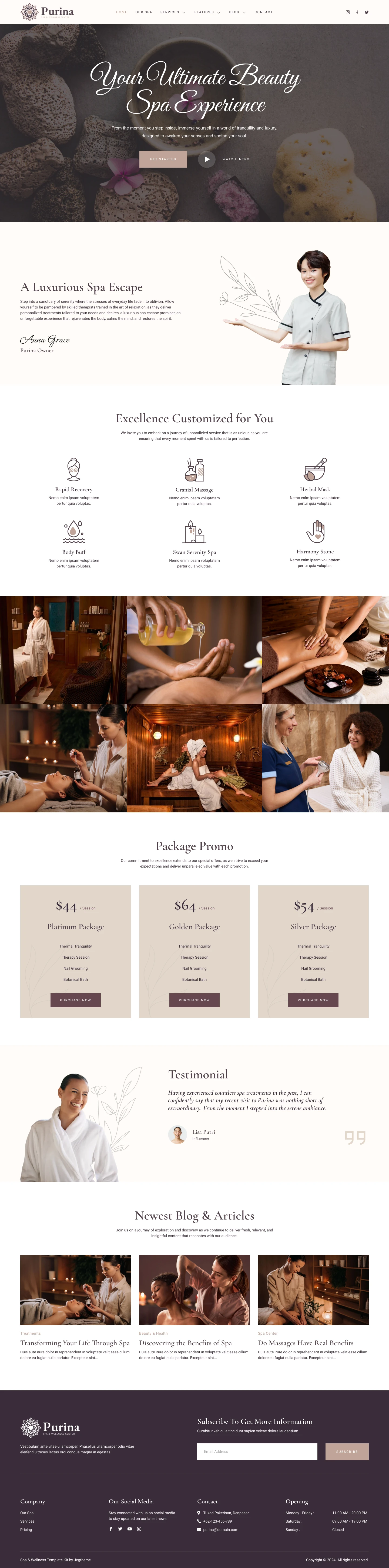 Mẫu website spa – thẩm mỹ – Purina
