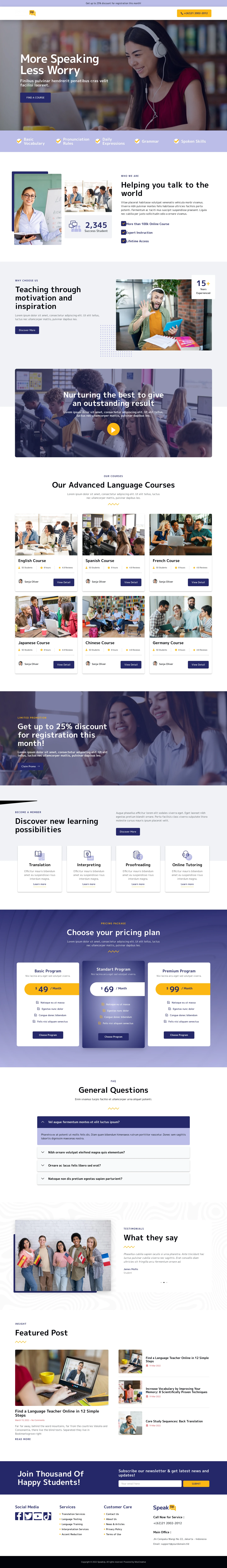 Mẫu website trung tâm ngoại ngữ – Speakup