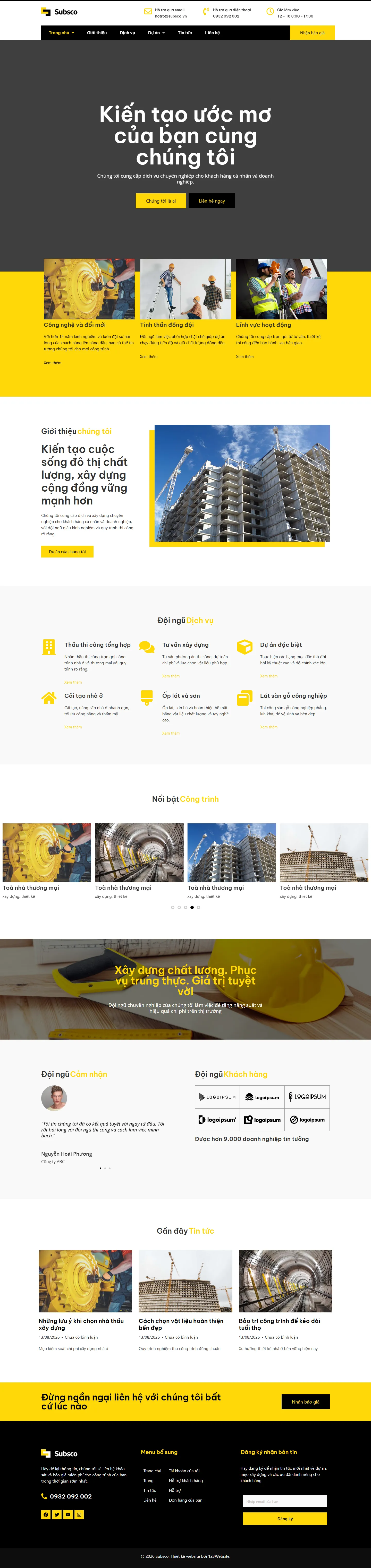 Mẫu website công ty xây dựng – Subsco