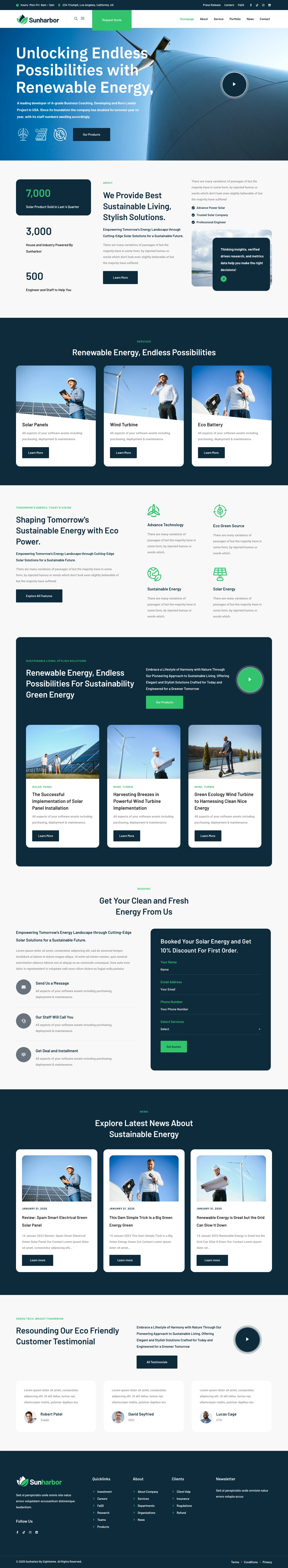 Mẫu website năng lượng mặt trời – Sunharbor