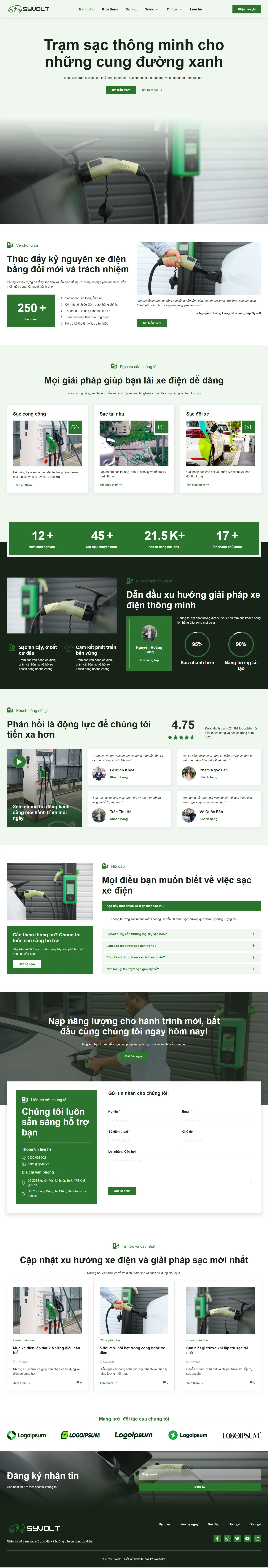 Mẫu website xe điện – trạm sạc – Syvolt