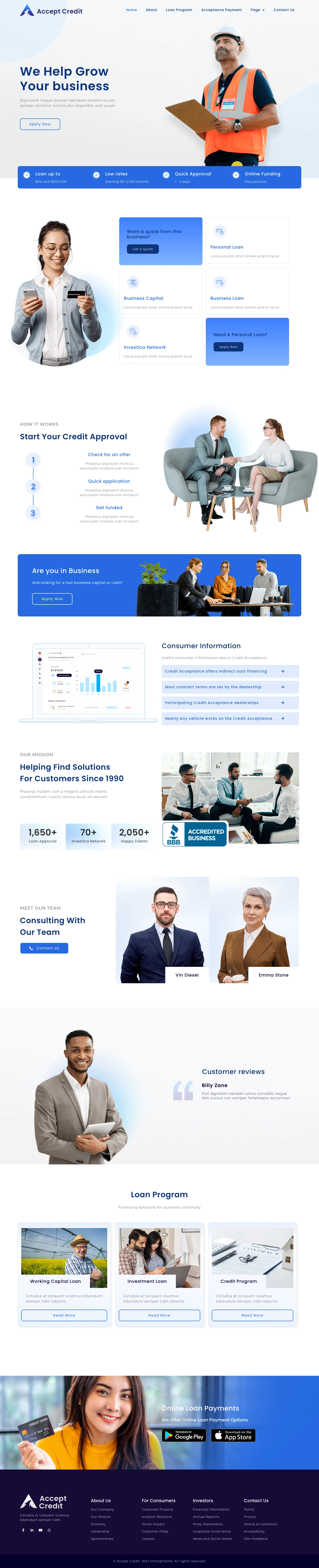 Mẫu website vay – tín dụng – Accept Credit