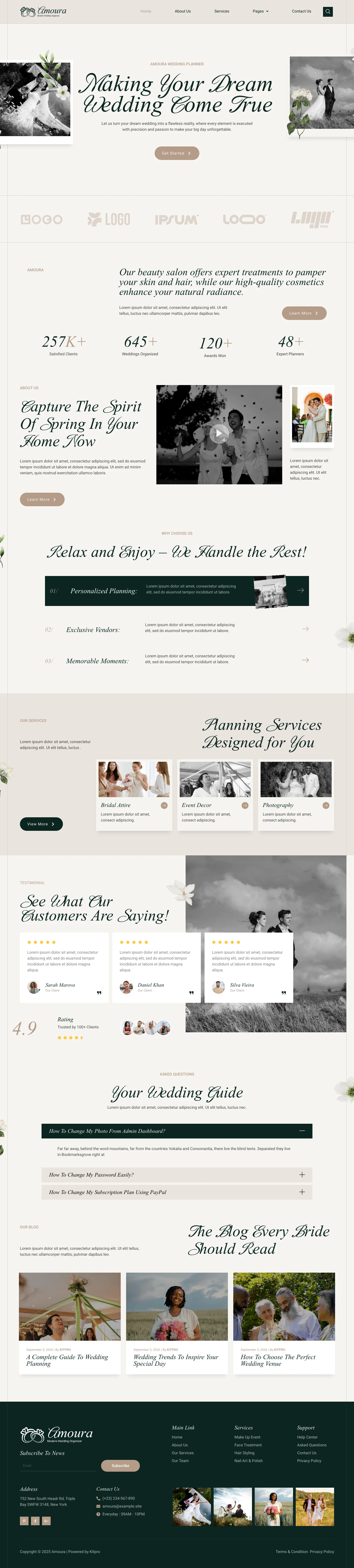 Mẫu website tổ chức tiệc cưới – Amoura