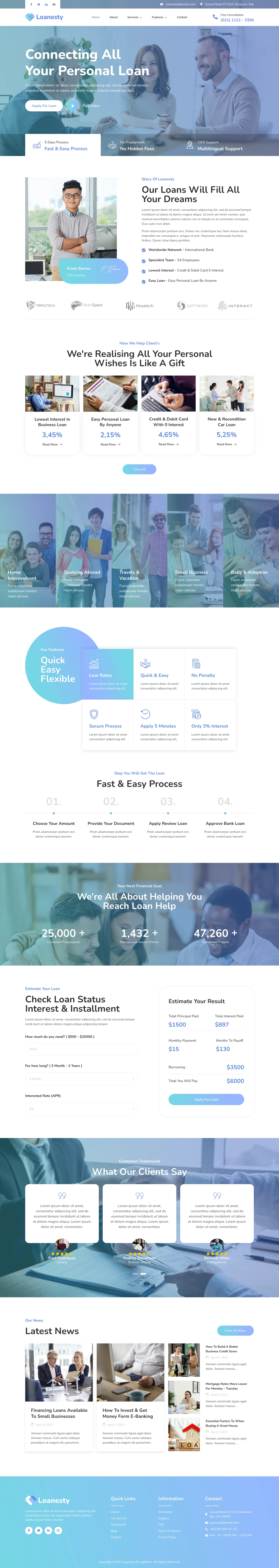 Mẫu website vay – tín dụng – Loanesty