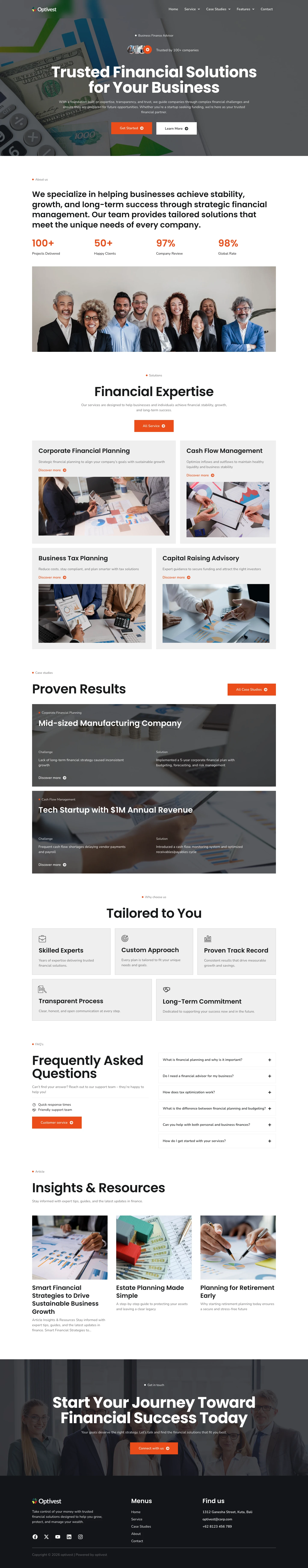 Mẫu website tài chính – đầu tư – Optivest
