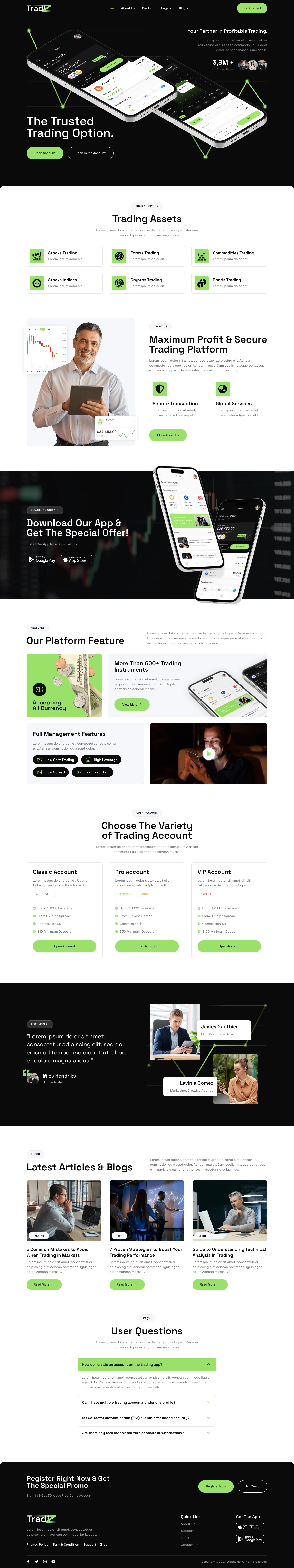 Mẫu website tài chính – đầu tư – Tradiz