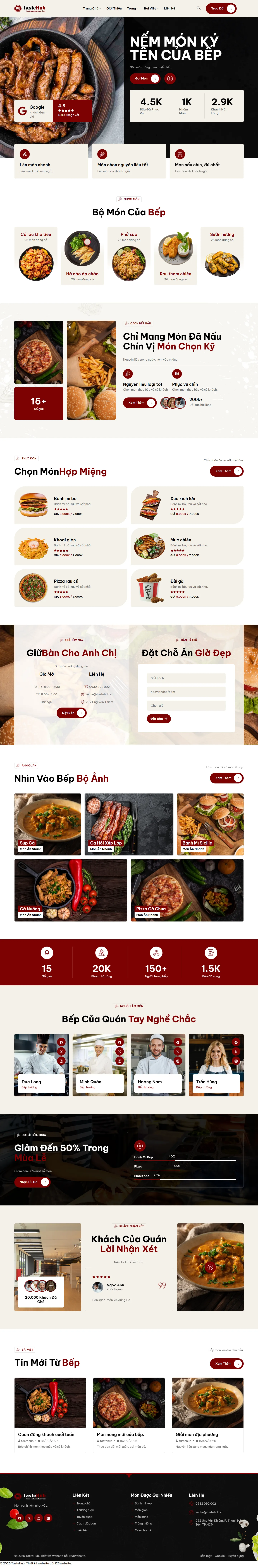 Mẫu website nhà hàng – Tastehub