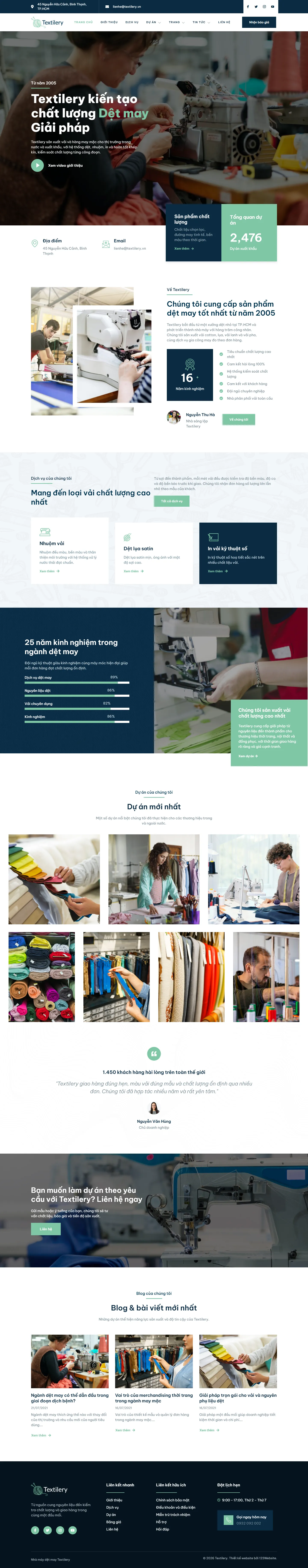 Mẫu website nhà máy sản xuất – Textilery