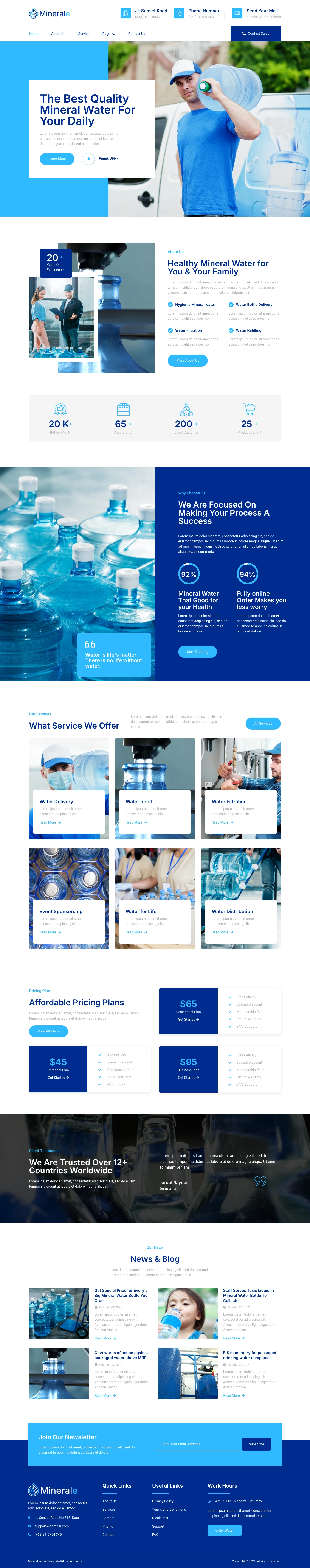 Mẫu website công ty thực phẩm – Minerale
