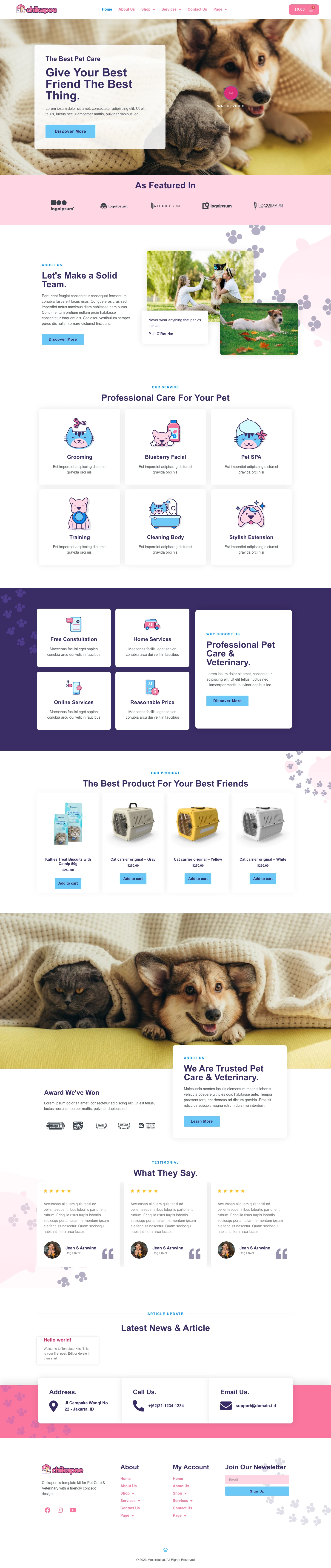 Mẫu website phòng khám thú y – Chikapoe