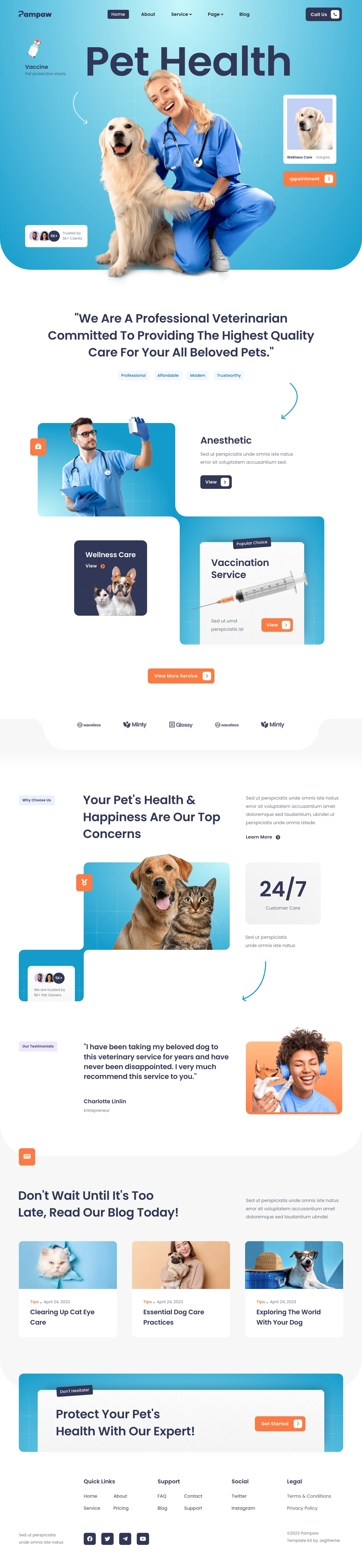 Mẫu website phòng khám thú y – Pampaw