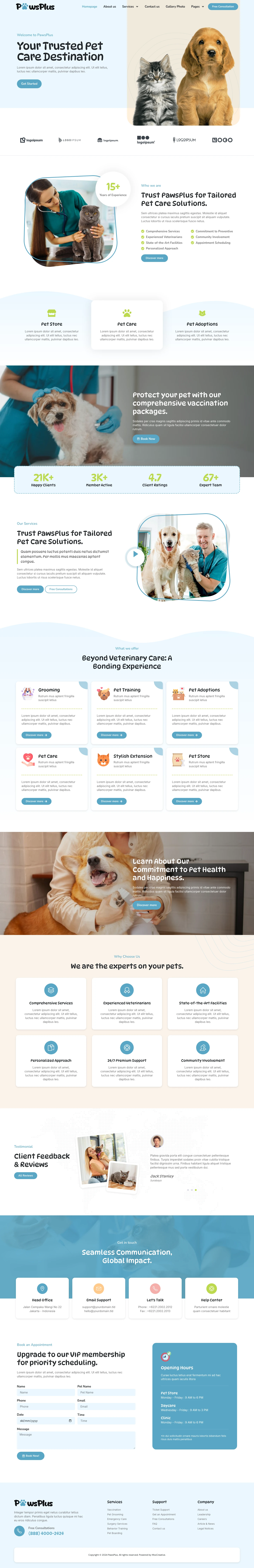 Mẫu website phòng khám thú y – PawsPlus