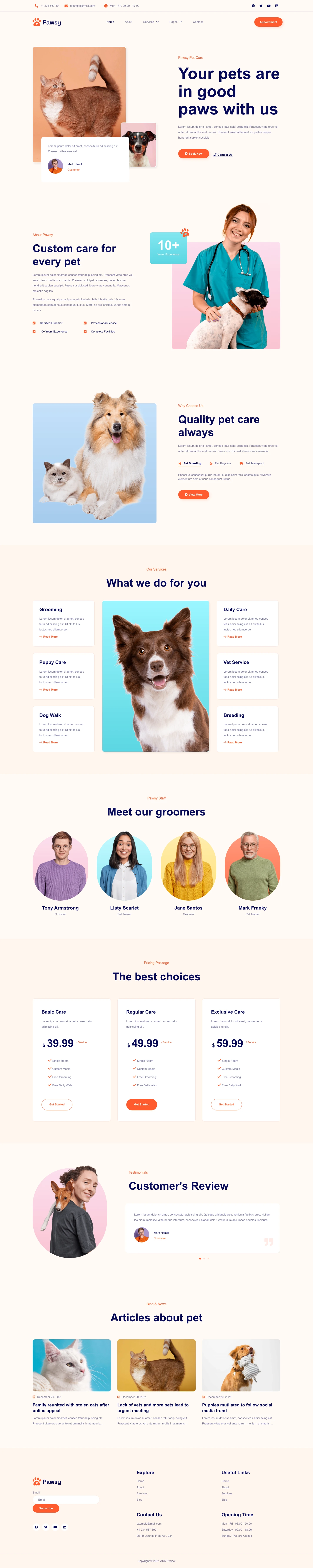 Mẫu website phòng khám thú y – Pawsy