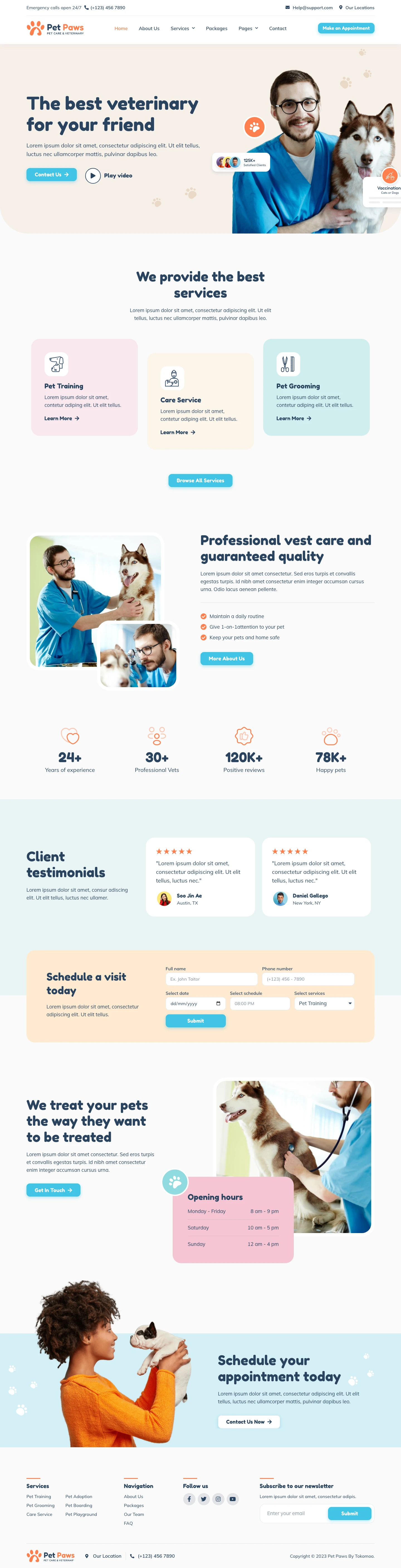 Mẫu website phòng khám thú y – Pet Paws
