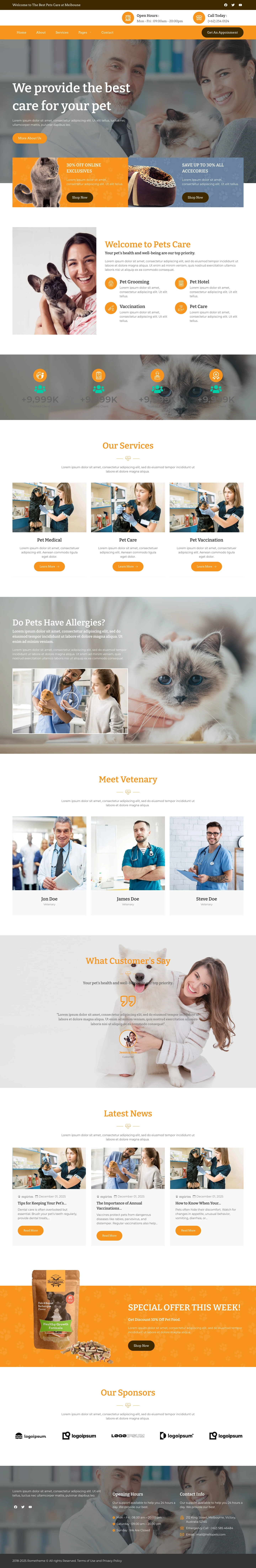 Mẫu website phòng khám thú y – Petto