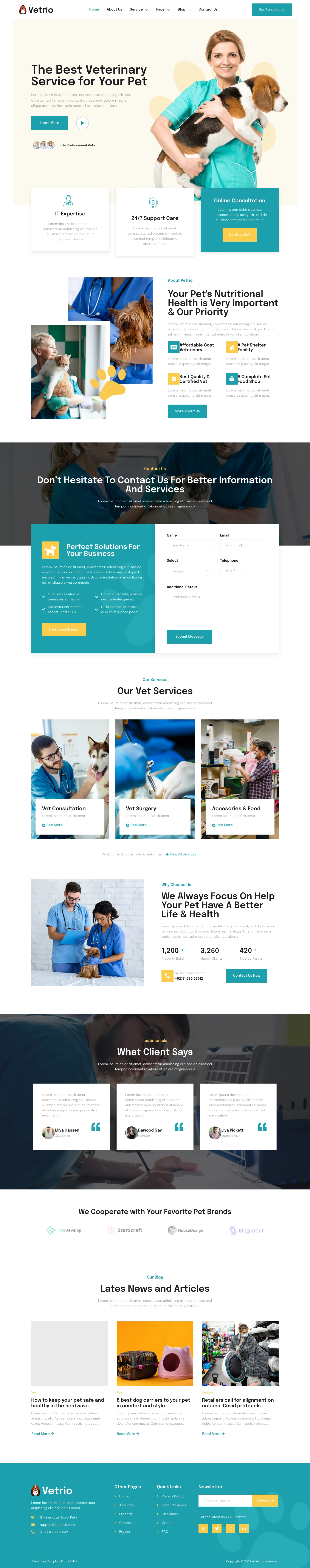 Mẫu website phòng khám thú y – Vetrio