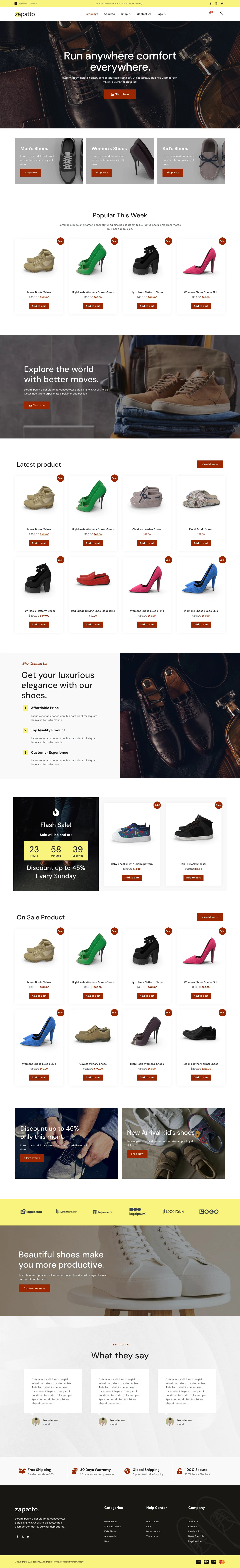 Mẫu website shop giày – Zapatto