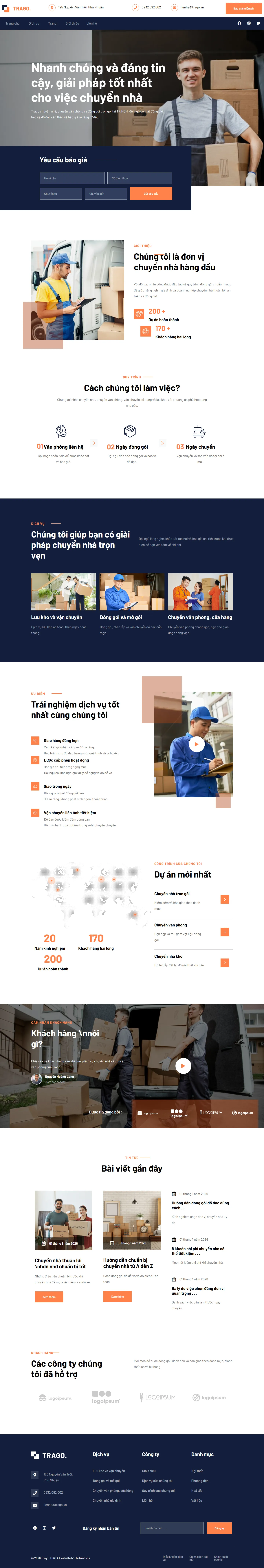 Mẫu website chuyển nhà – Trago