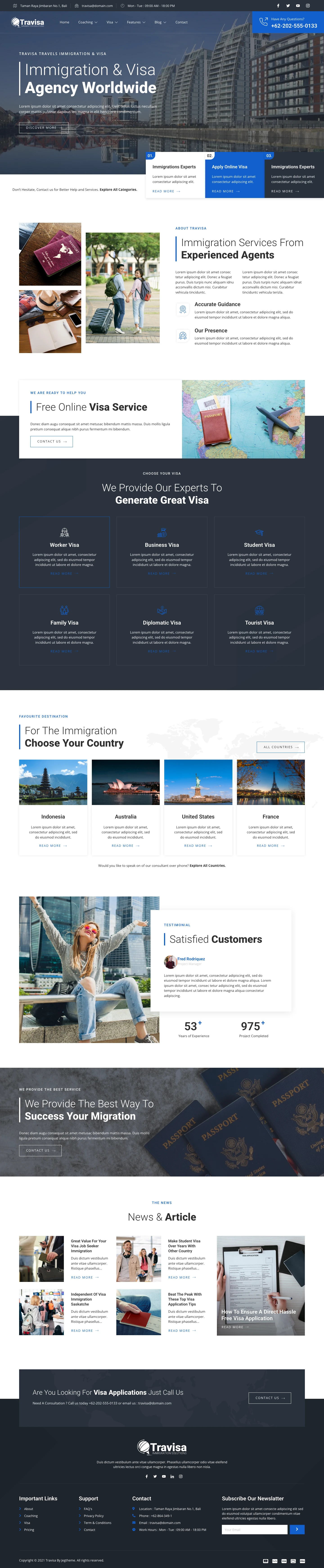 Mẫu website định cư – visa – Travisa