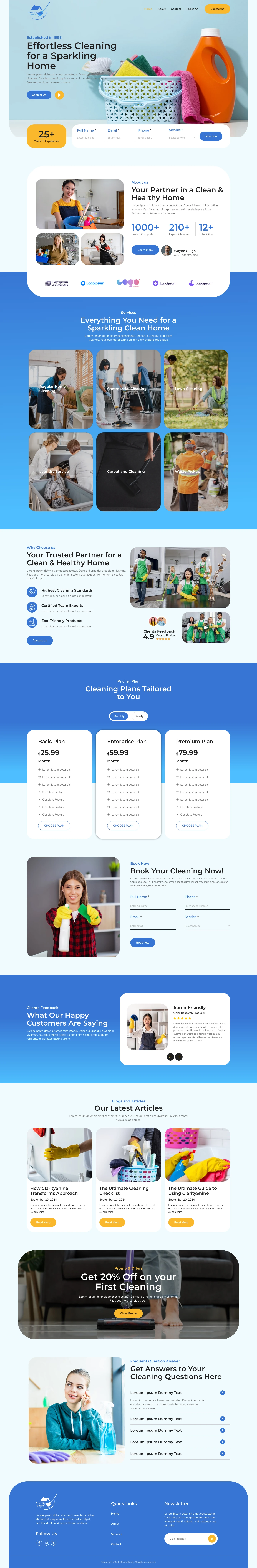 Mẫu website vệ sinh công nghiệp – ClarityShine