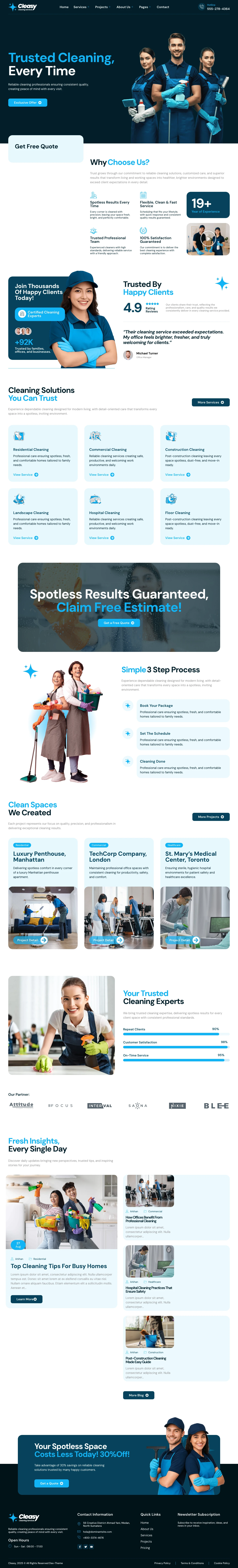 Mẫu website vệ sinh công nghiệp – Cleasy