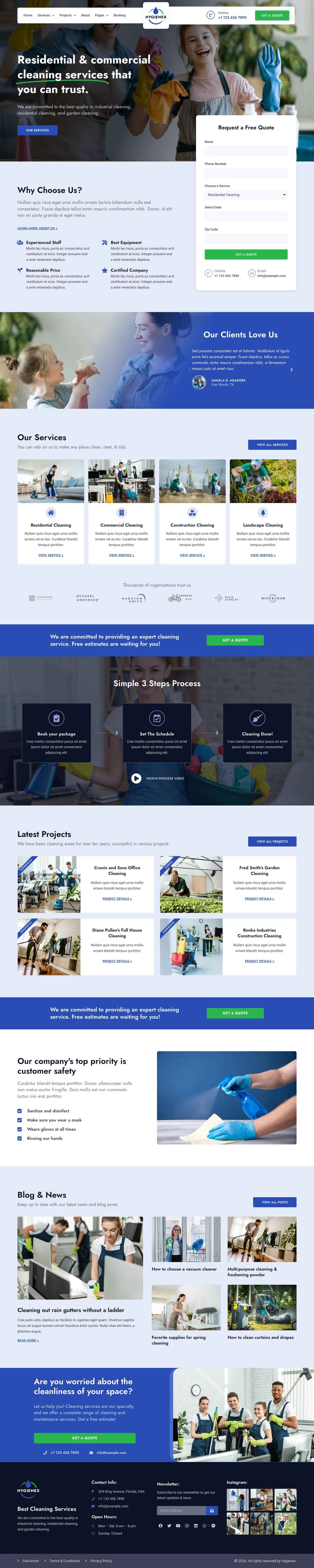 Mẫu website vệ sinh công nghiệp – Hygienex