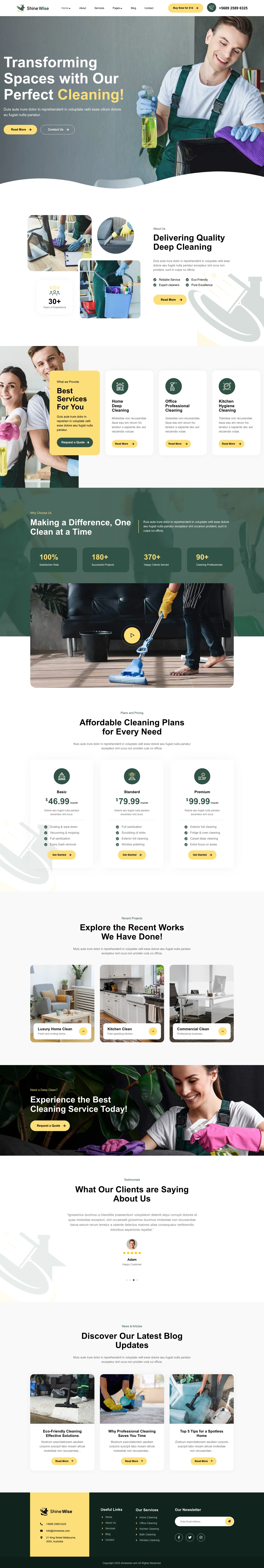 Mẫu website vệ sinh công nghiệp – Shinewise