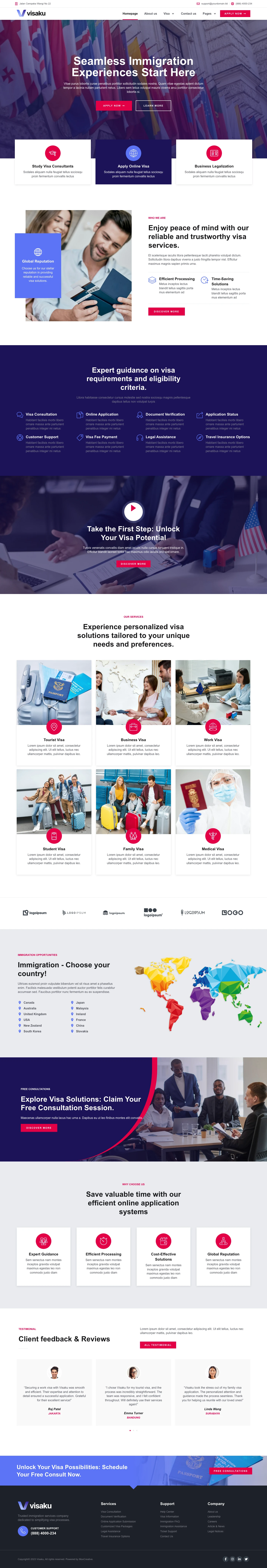 Mẫu website định cư – visa – Visaku