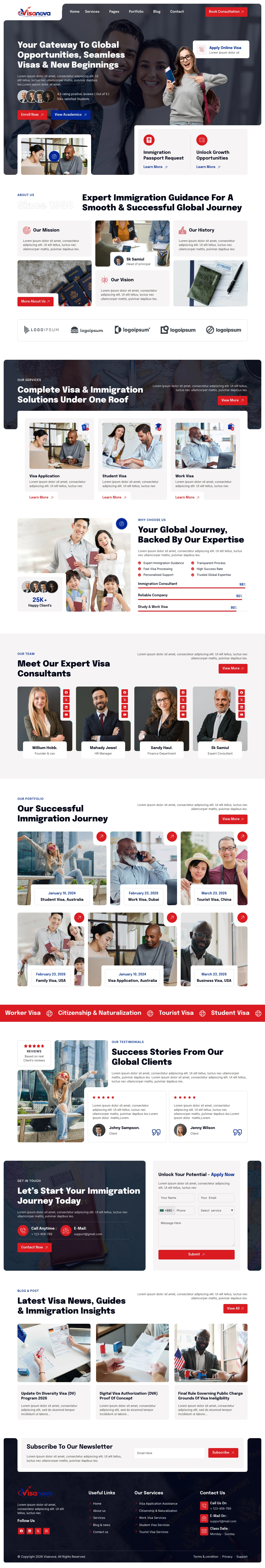 Mẫu website định cư – visa – Visanova