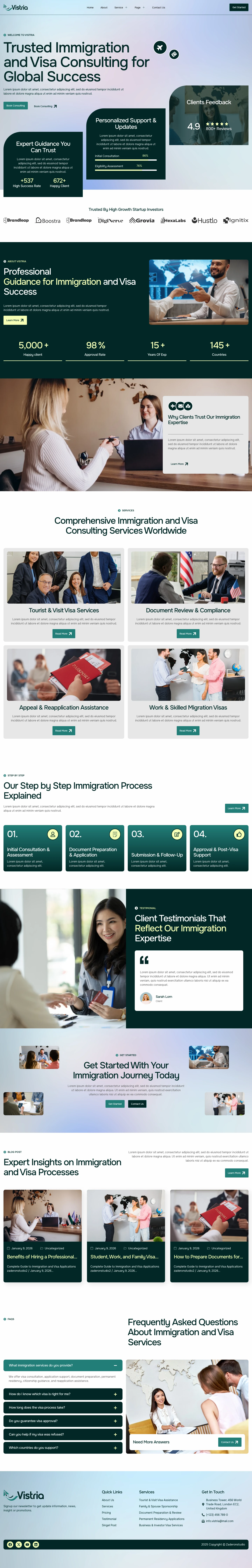 Mẫu website định cư – visa – Vistria