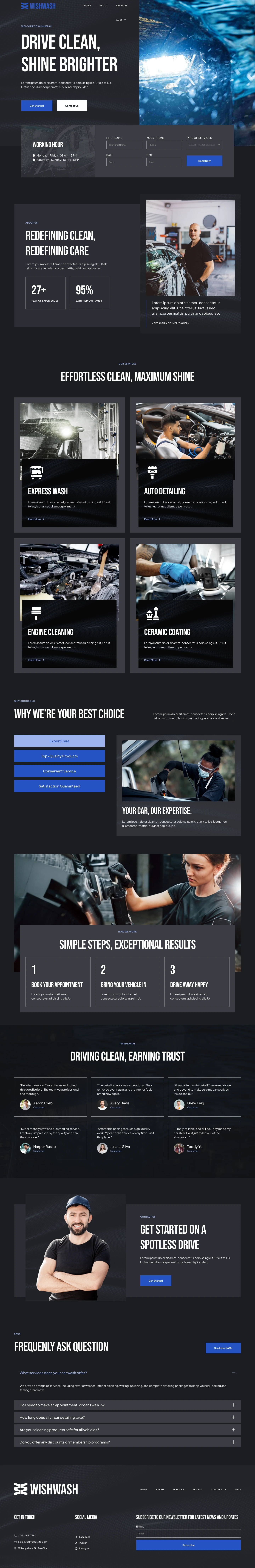 Mẫu website dịch vụ rửa xe – WishWash