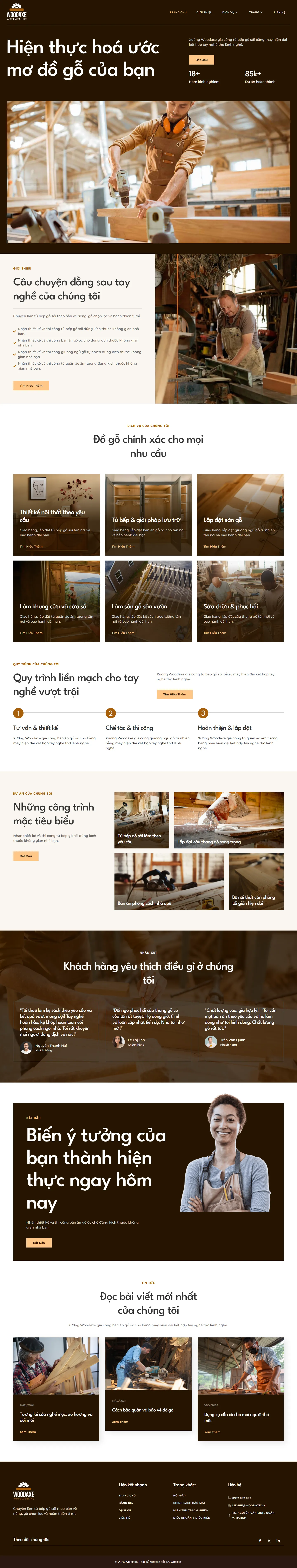 Mẫu website xưởng gỗ – đồ gỗ – Woodaxe