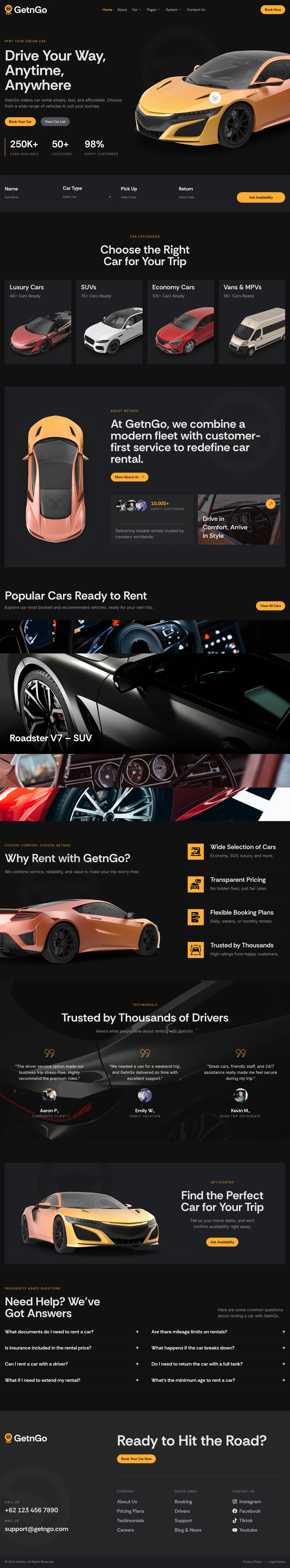 Mẫu website cho thuê xe – GetnGo