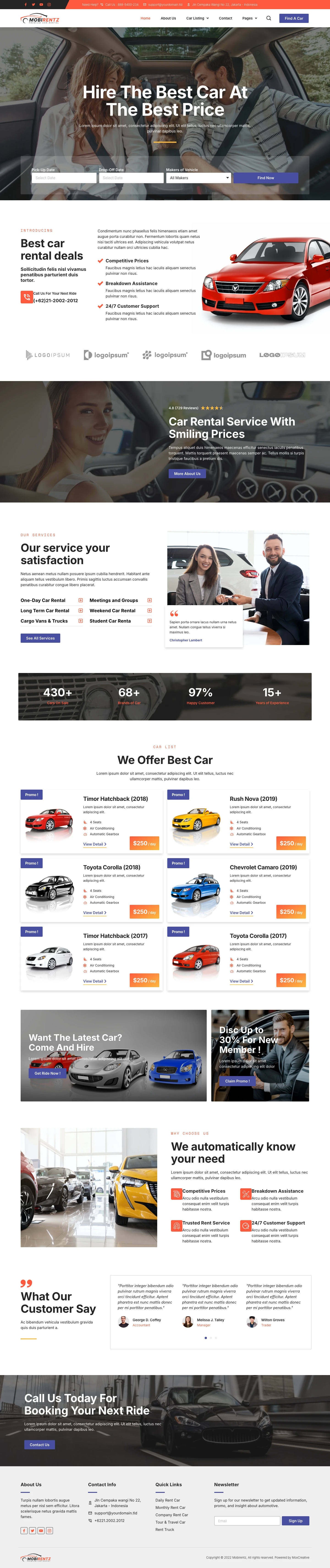 Mẫu website cho thuê xe – Mobirentz
