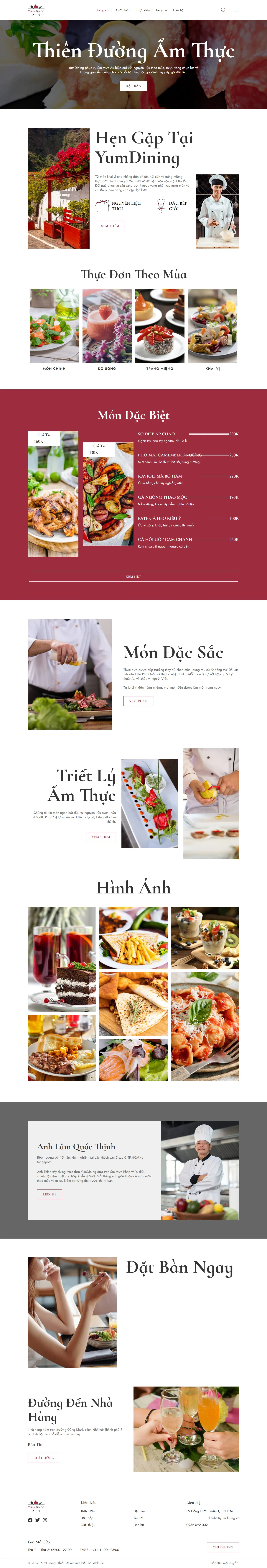 Mẫu website nhà hàng – Yumdining