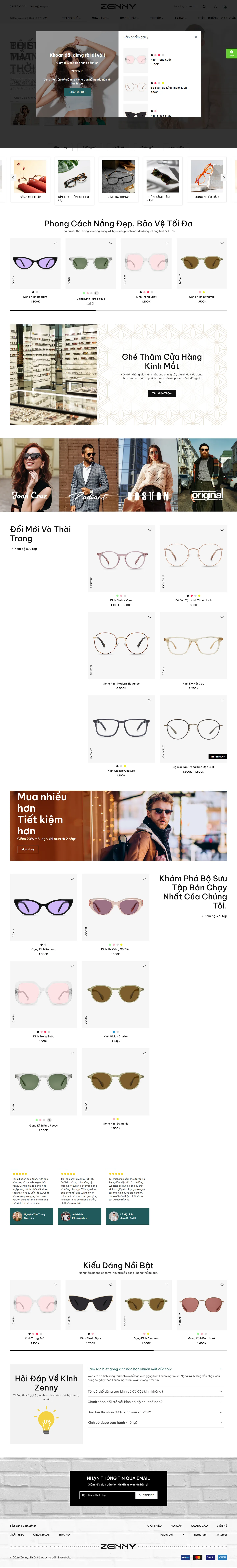 Mẫu website kính mắt – Zenny Glasses 1