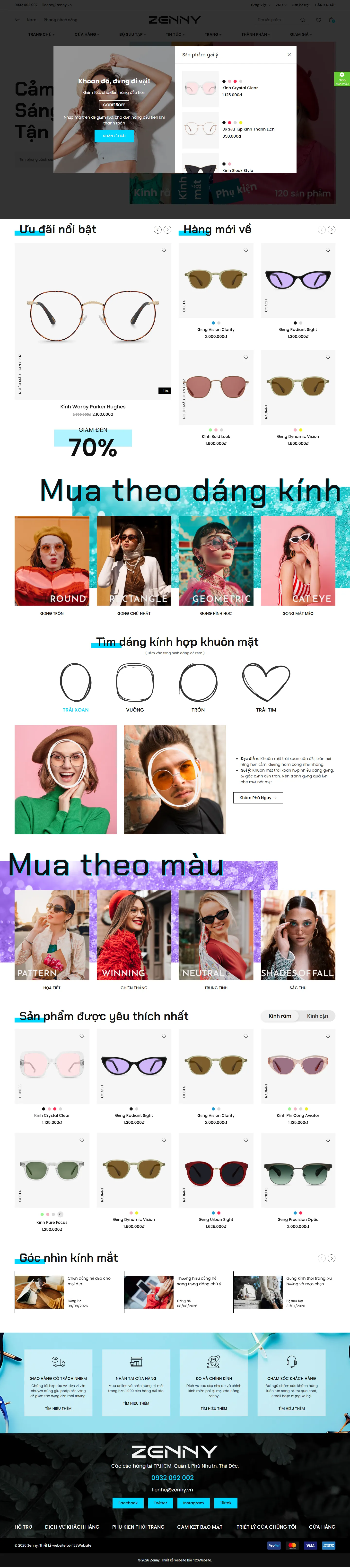 Mẫu website kính mắt – Zenny Glasses 2