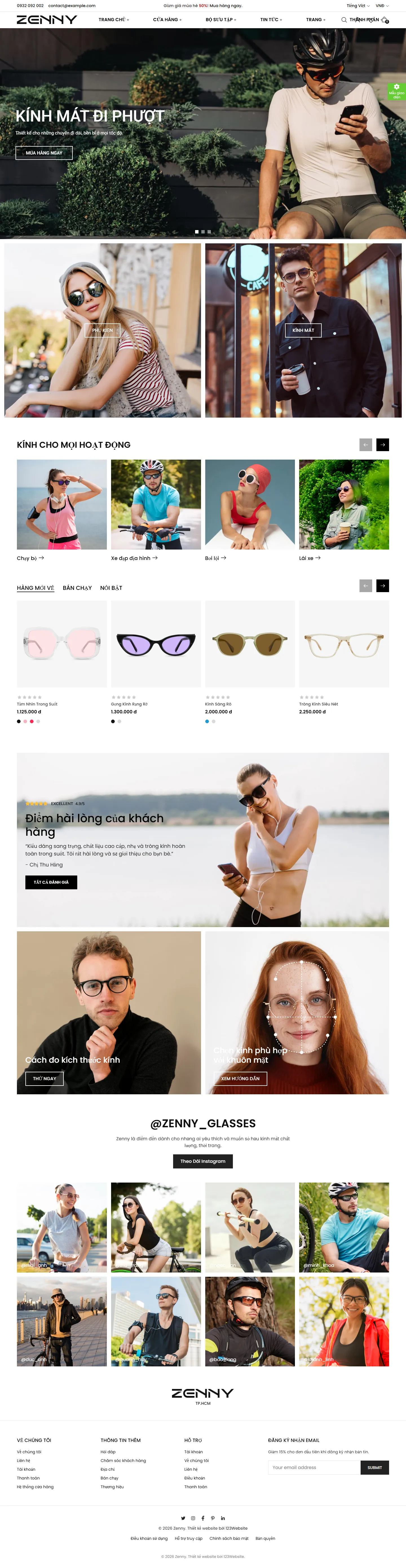 Mẫu website kính mắt – Zenny Sports Glasses