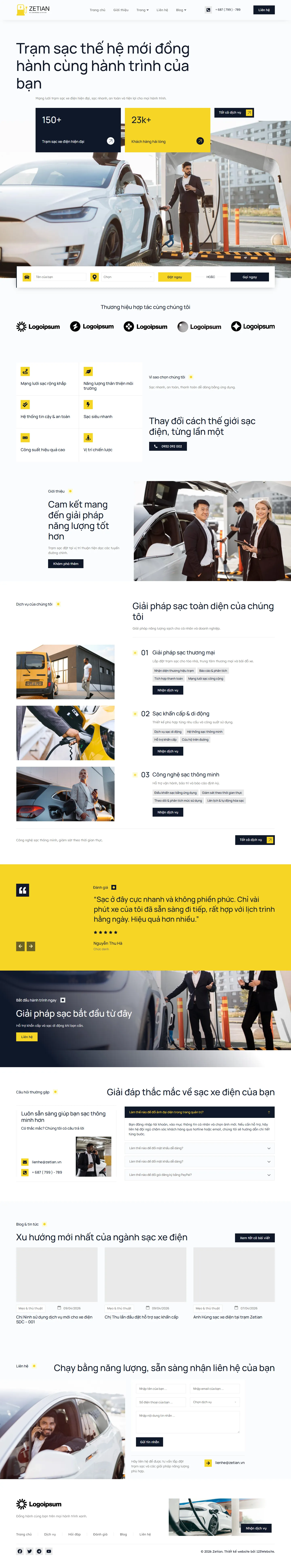 Mẫu website xe điện – trạm sạc – Zetian