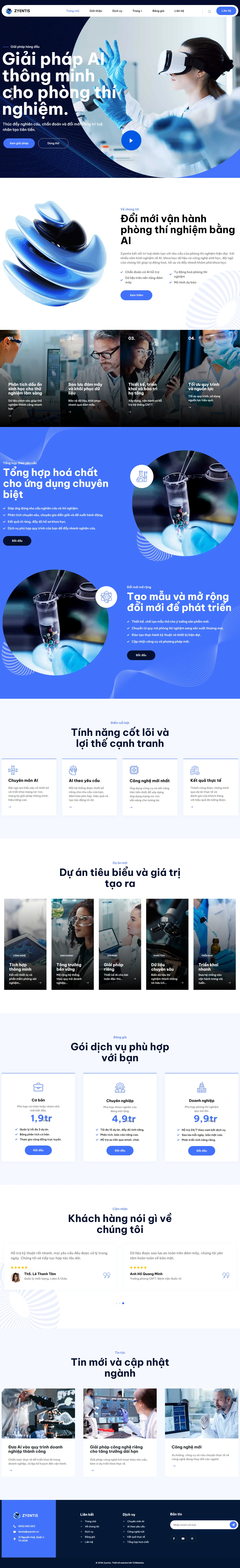 Mẫu website hóa chất và kiểm nghiệm – Zyentis