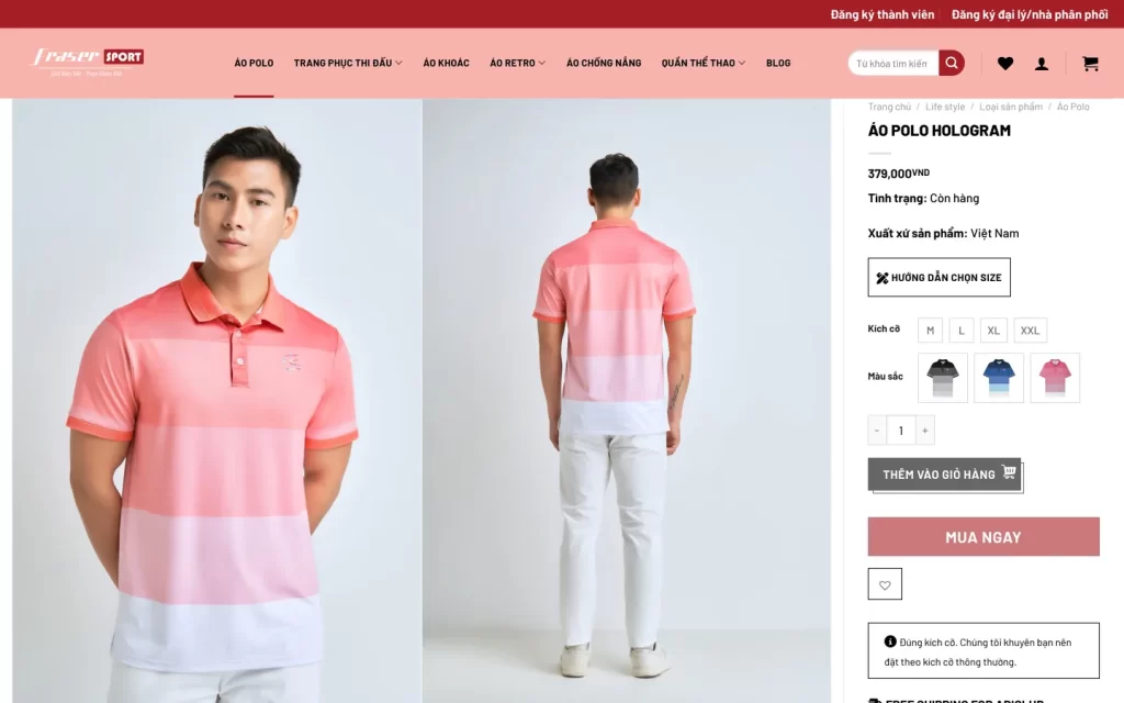 Website Fraser Sport - Chi tiết sản phẩm