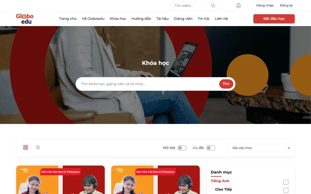 Website Globo Edu - Khoá học