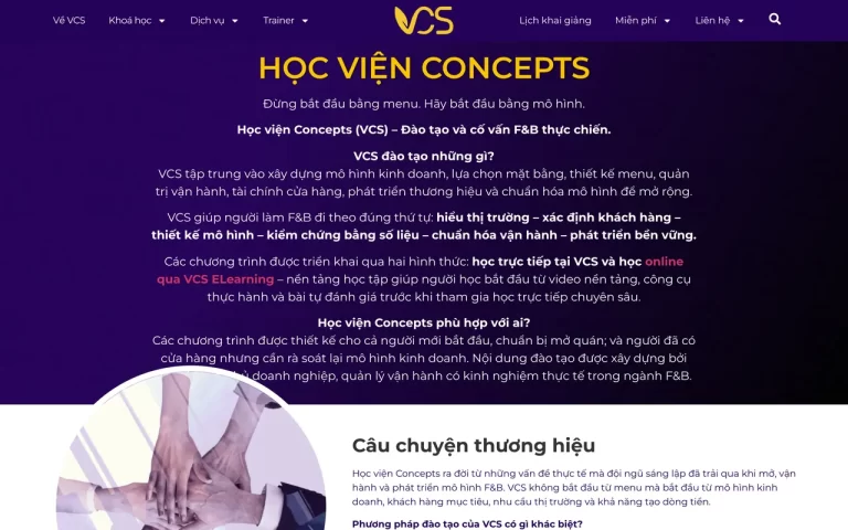 Website Học viện Concepts (VCS)